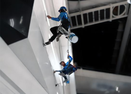 Facade Cleaning - Pristine at any height by CK Spider rope access specialists